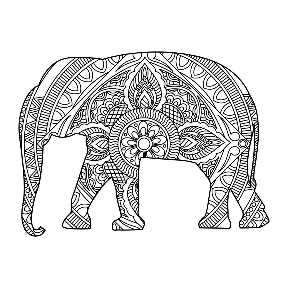 mandala olifant kleurplaat vector