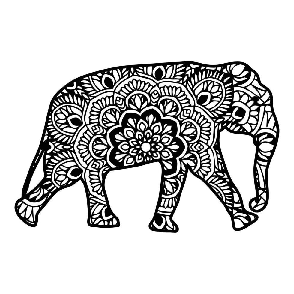 mandala olifant kleurplaat vector