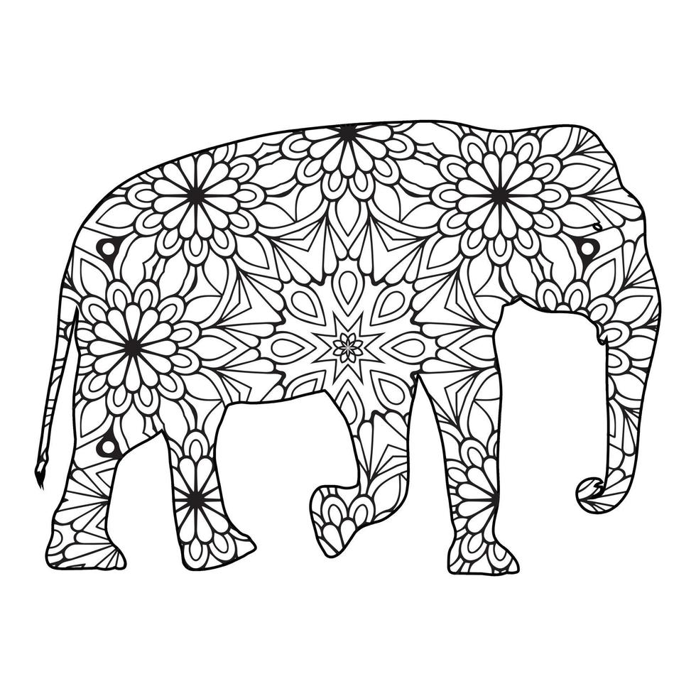 mandala olifant kleurplaat vector