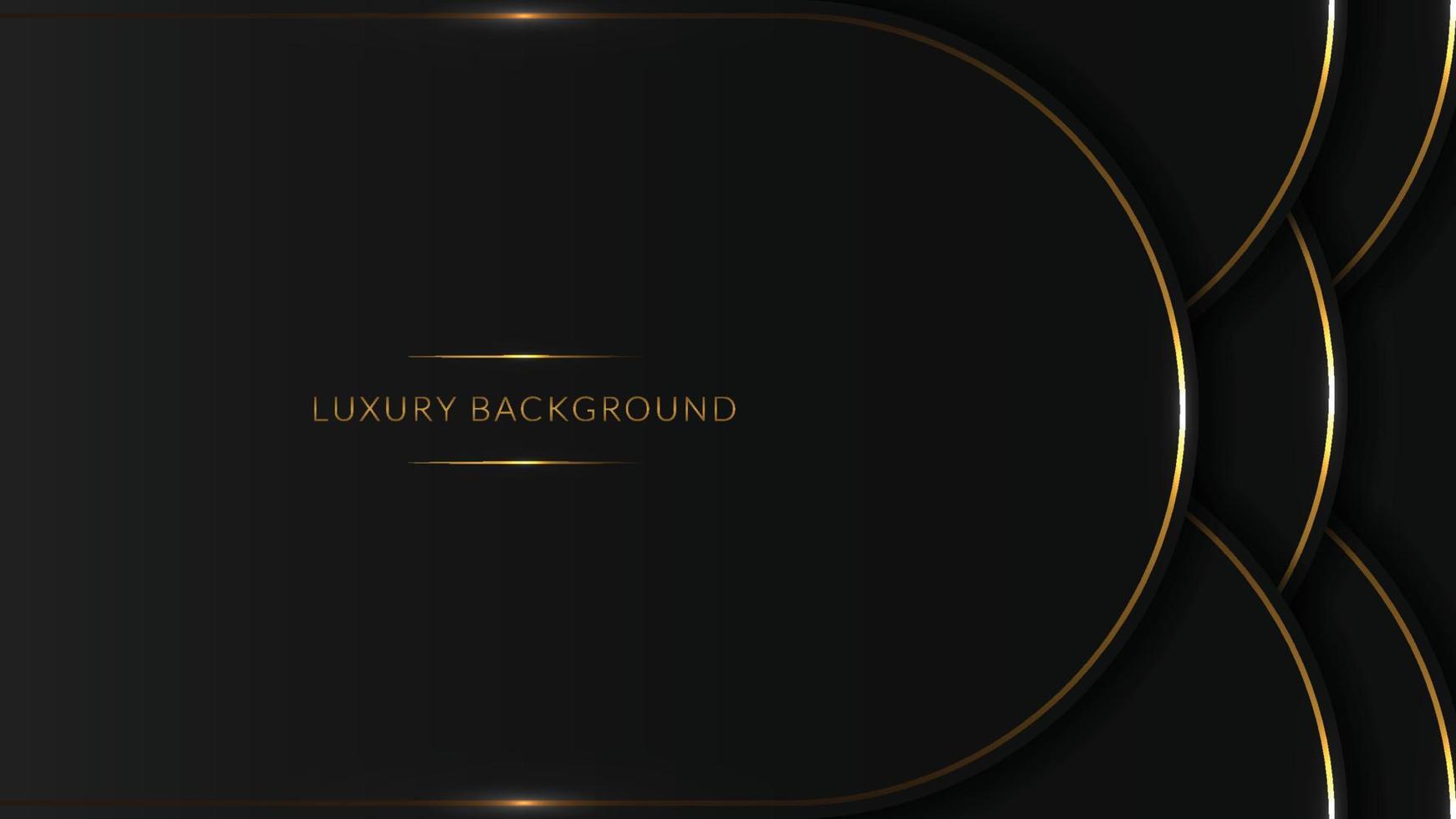 luxe donkere achtergrond met overlappende vormen en gouden lijnen. vector illustratie golf