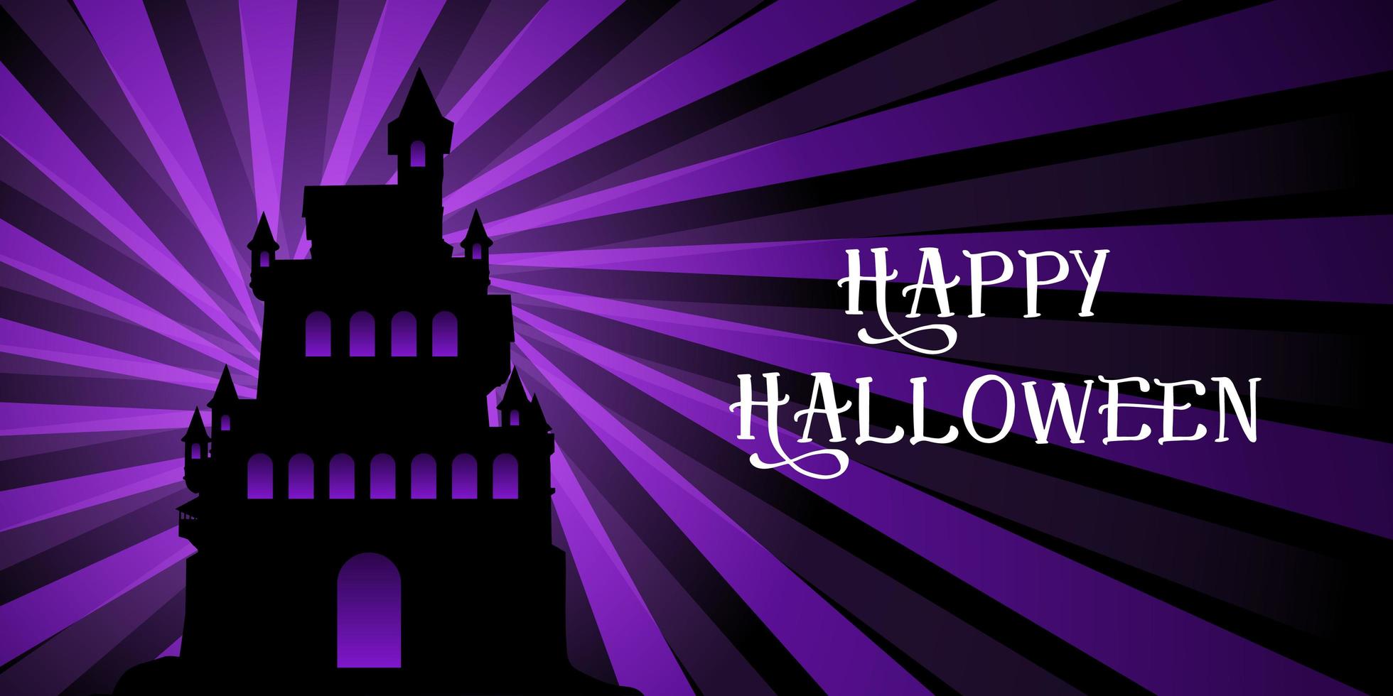 Halloween-banner met kasteel op starburstontwerp vector