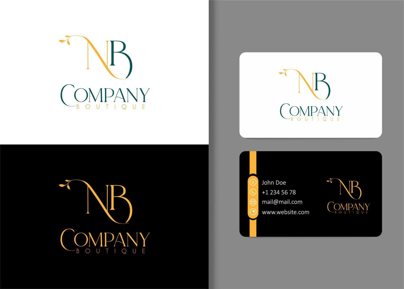 n en b letter logo-ontwerp met visitekaartje vector