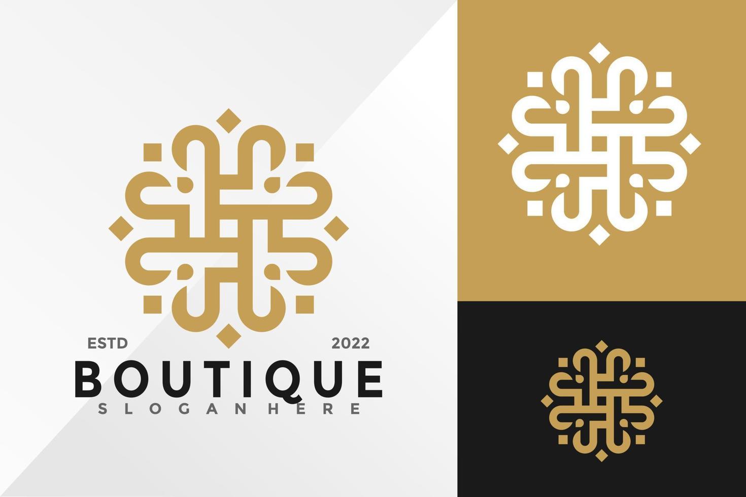 luxe boetiek hart logo ontwerp vector illustratie sjabloon