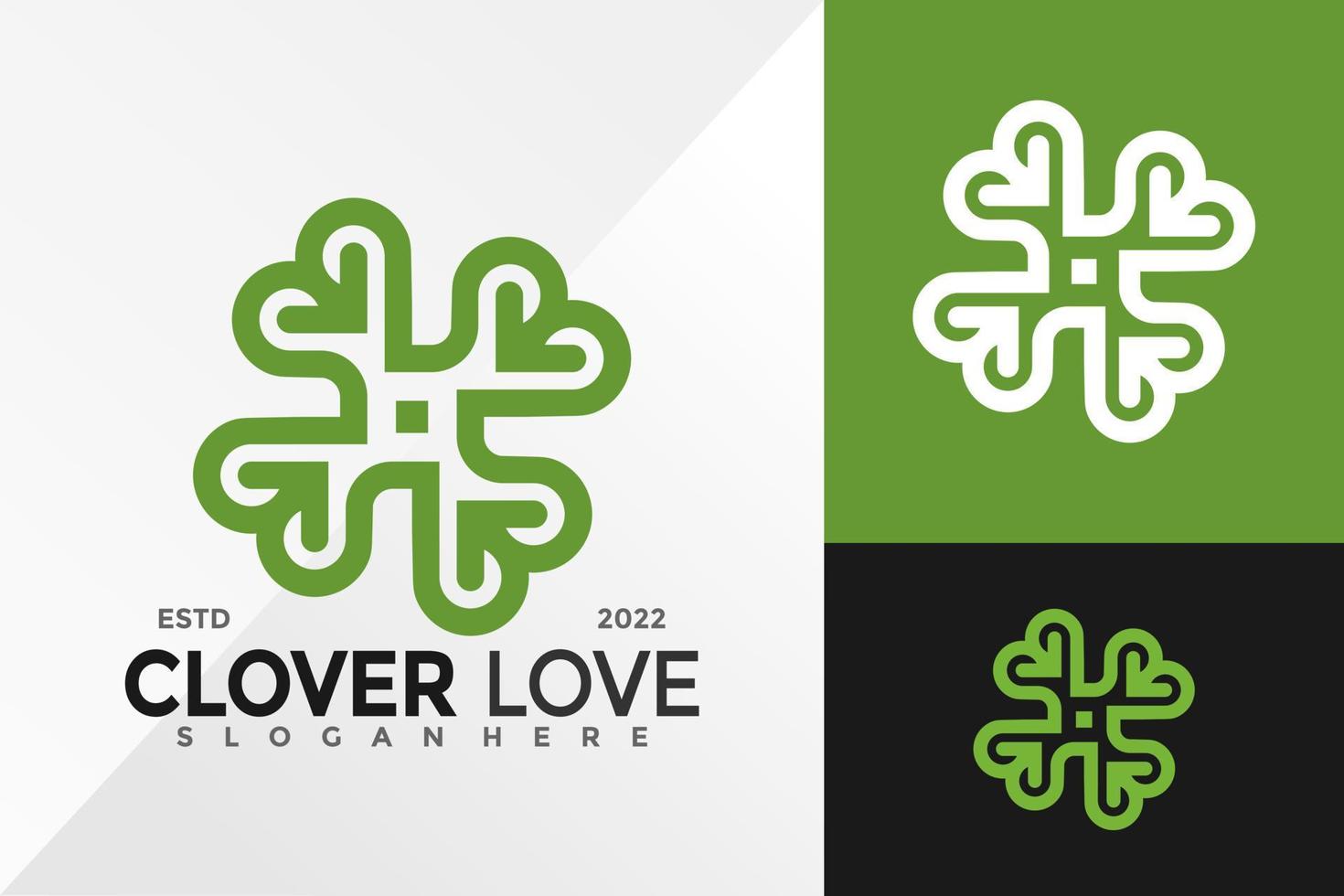 klaver liefde logo ontwerp vector illustratie sjabloon