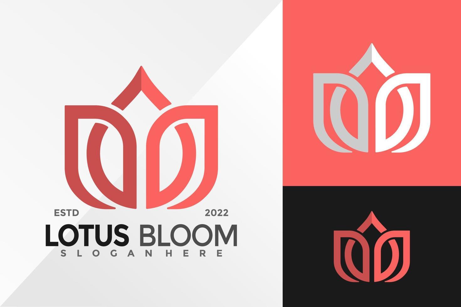 schoonheid lotus bloei logo ontwerp vector illustratie sjabloon