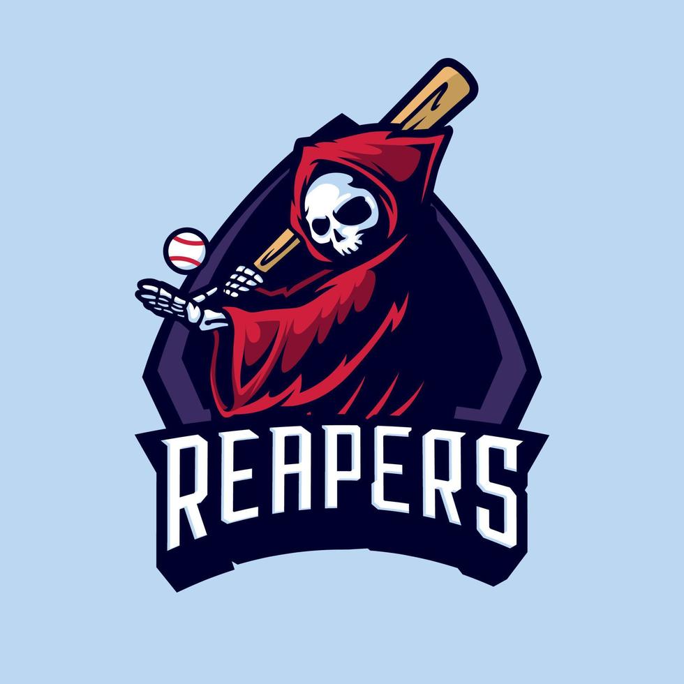 boze grim reaper sport mascotte logo badge illustratie. vector