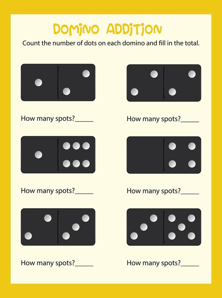 Domino tellen wiskunde werkblad vector