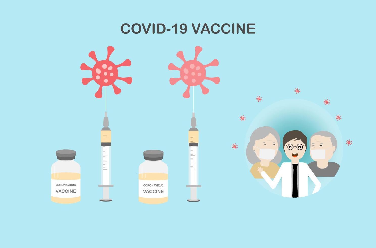 twee doses vaccin voor bescherming tegen coronavirus of covid-19. vector