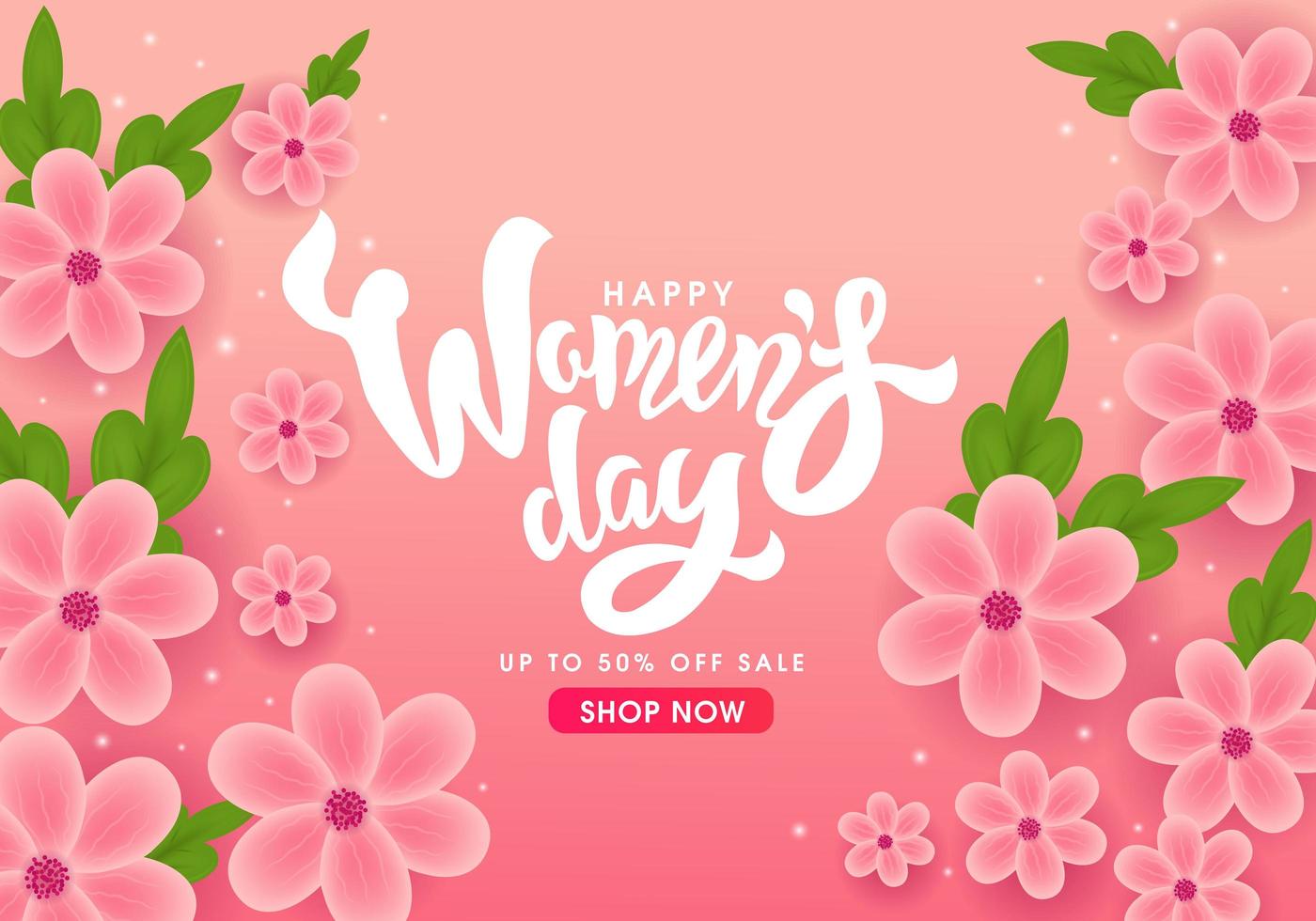 Women&#39;s Day Pink bloemen verkoop Banner vector
