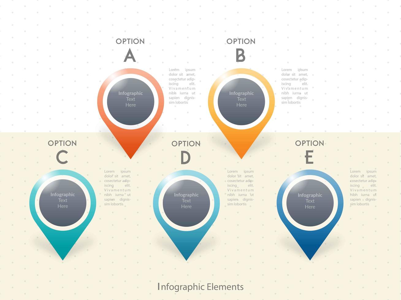 Infographic vijf opties sjabloonontwerp vector