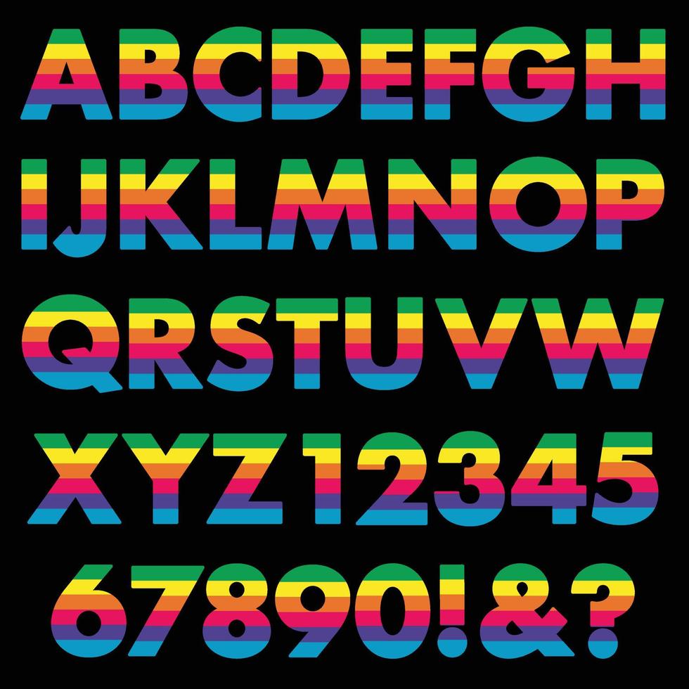 regenboog vector alfabet lettertype
