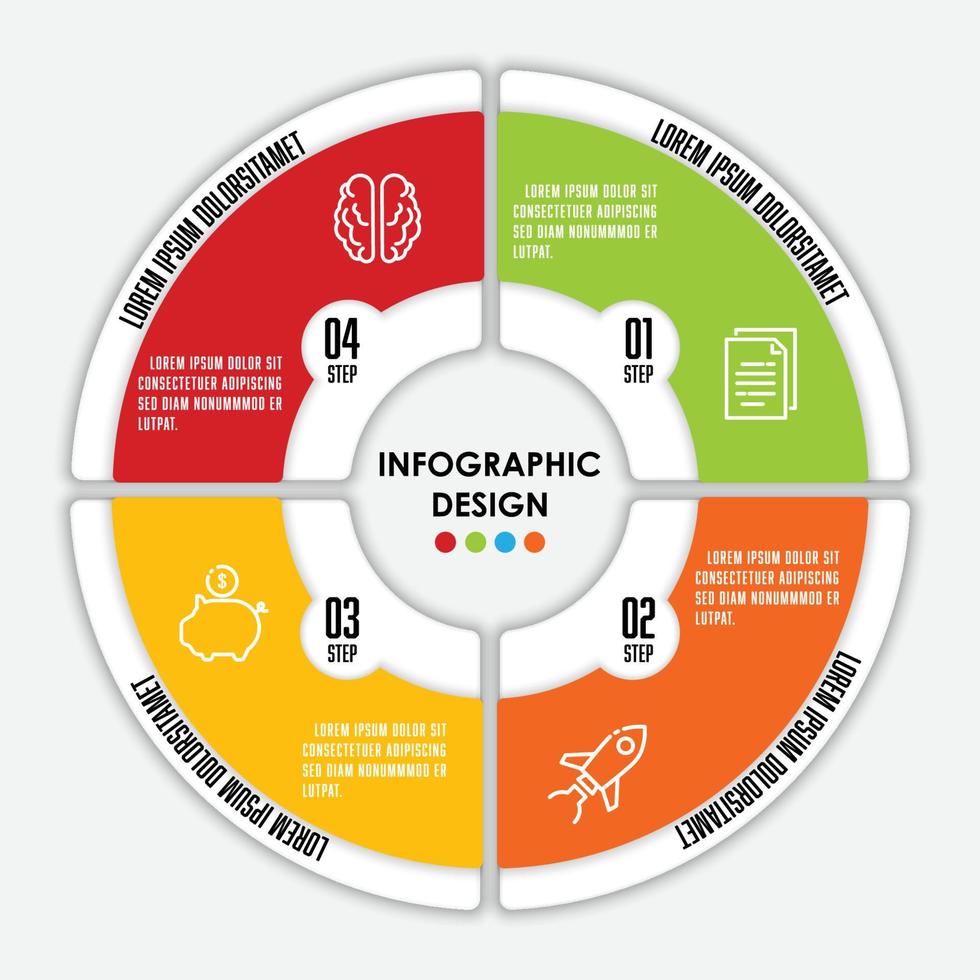 vector cirkel grafiek infographic sjabloon voor presetation met bedrijfsconcept 4 stap.