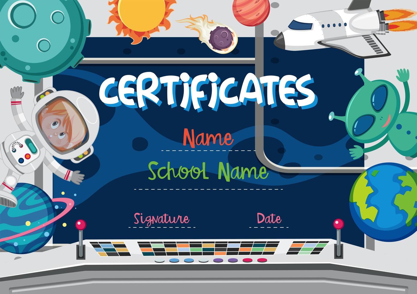 Ruimte thema certificaat concept vector