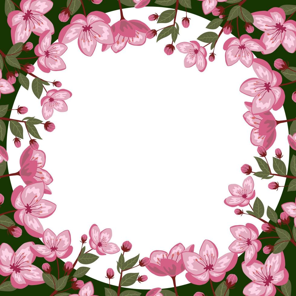 schattige lente kersenbloesem vector frame illustratie