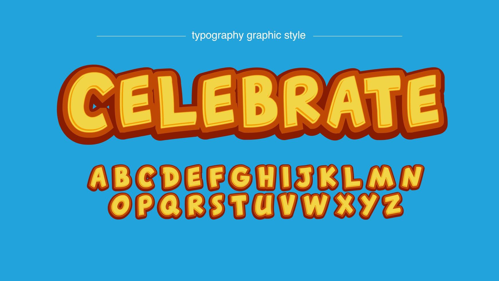 Geel Cartoon Lettertype vector