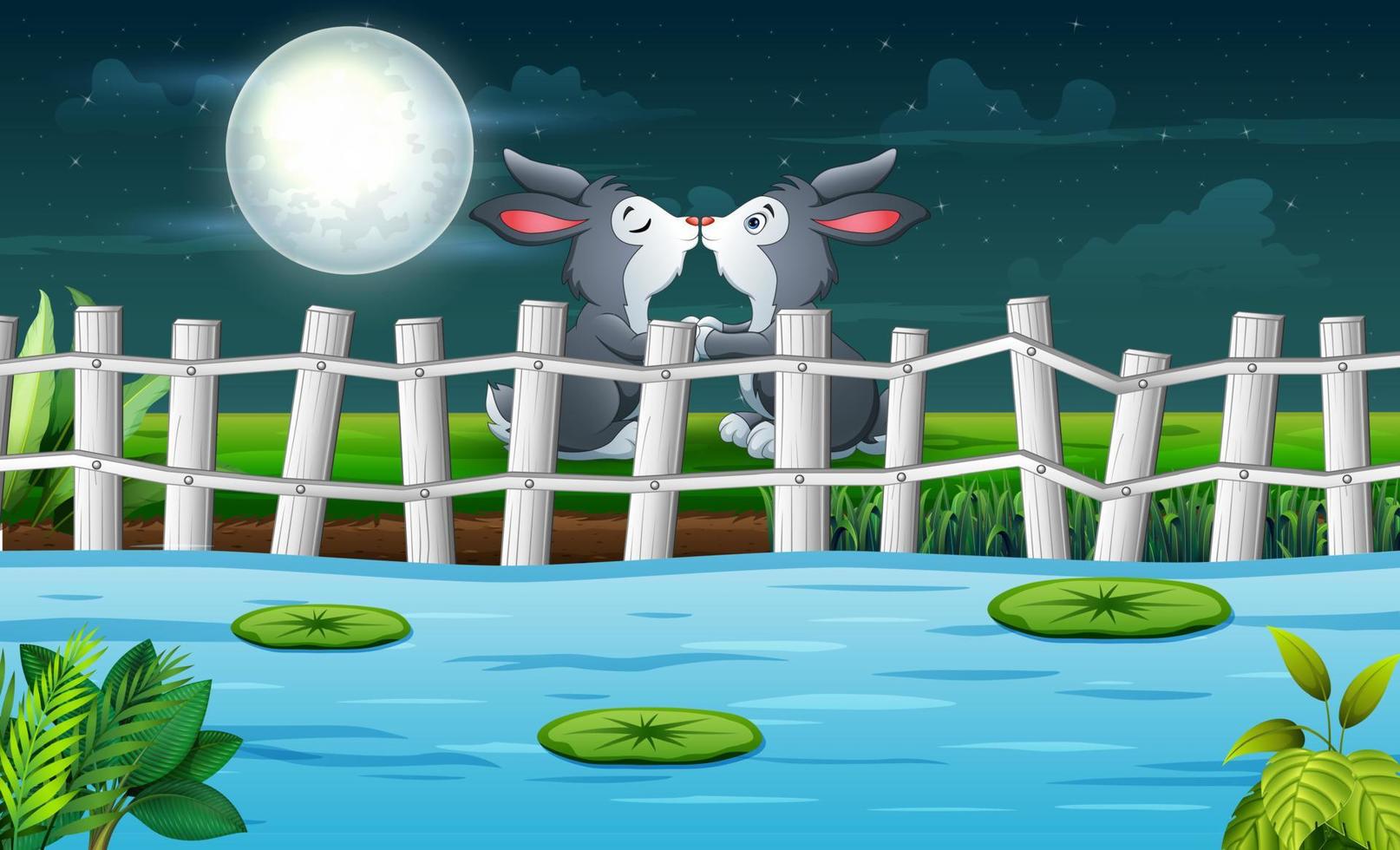 konijn paar zoenen bij het zwembad illustratie vector