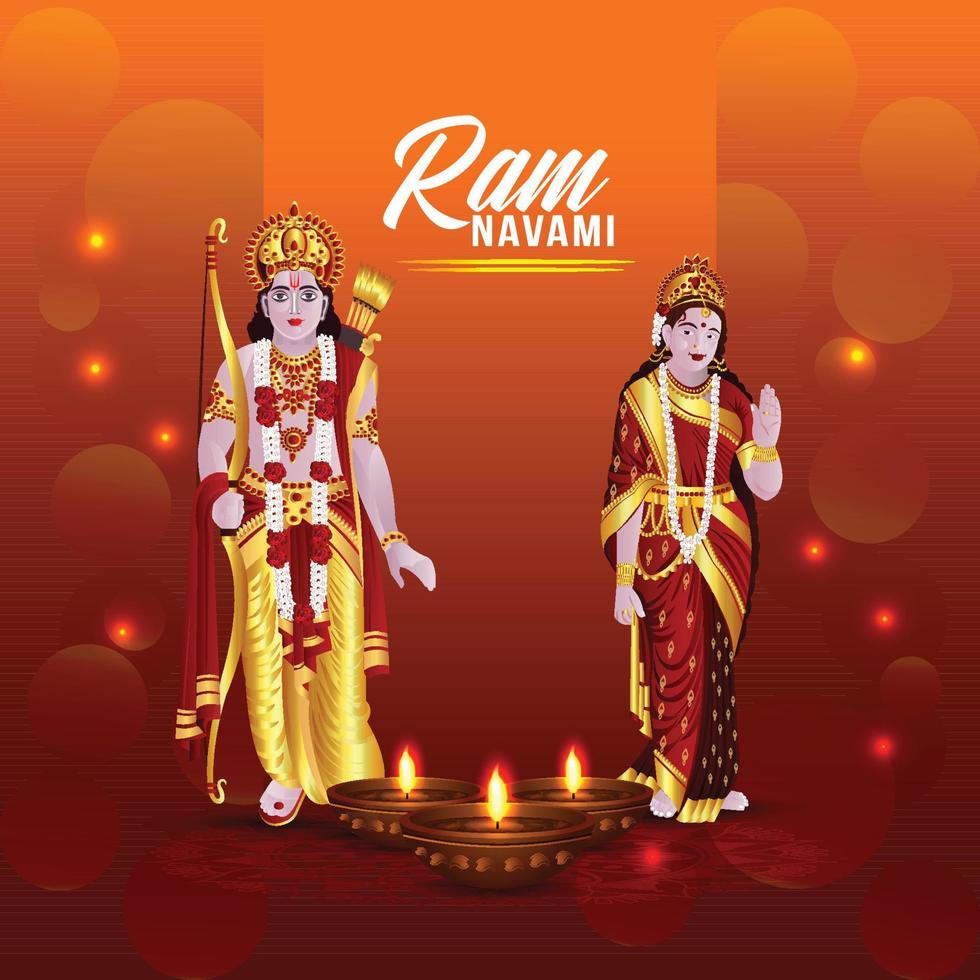 hindoe festival happy ram navami achtergrond met vectorillustratie vector