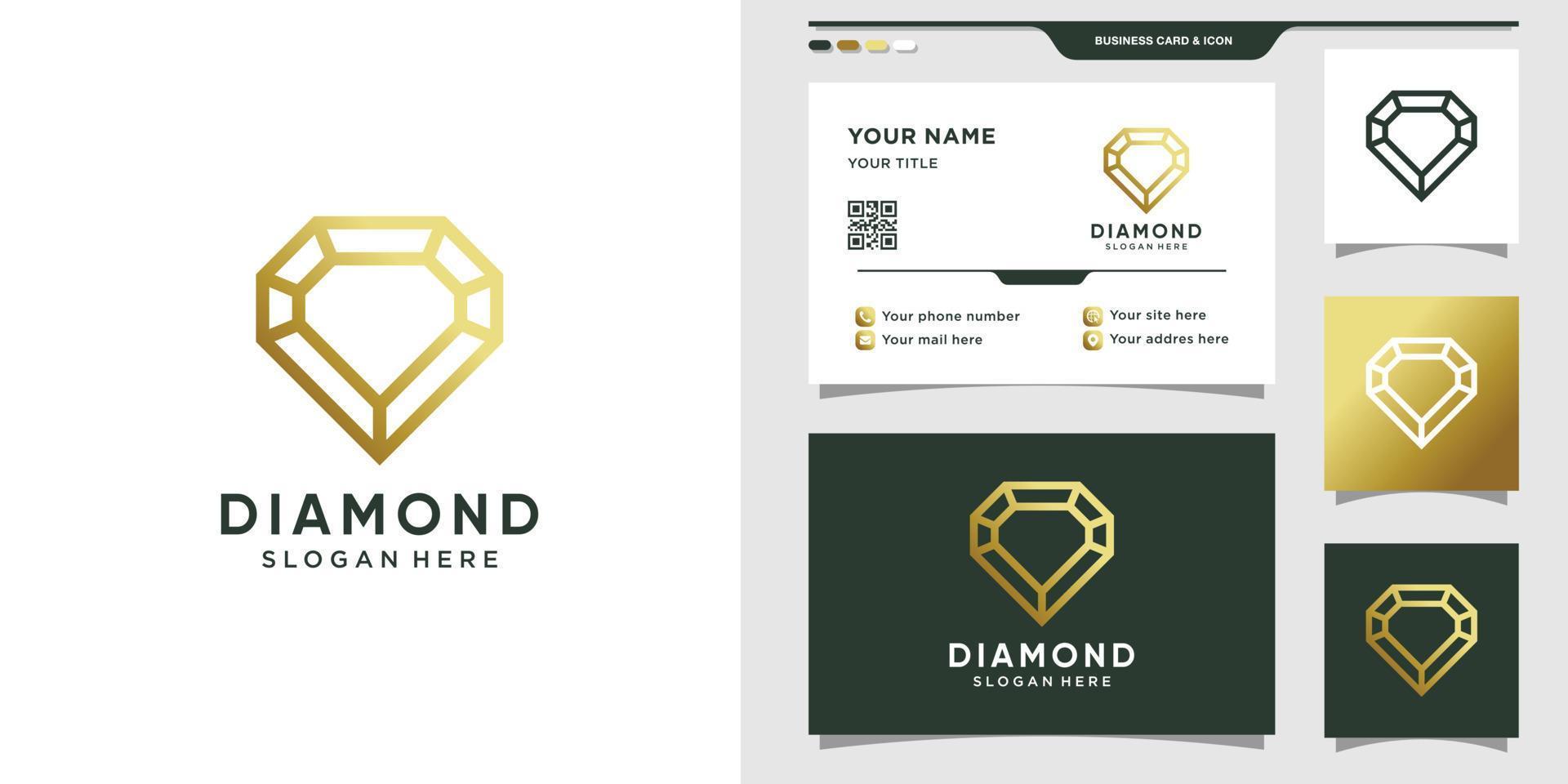 elegante diamant logo sjabloon en visitekaartje ontwerp premium vector