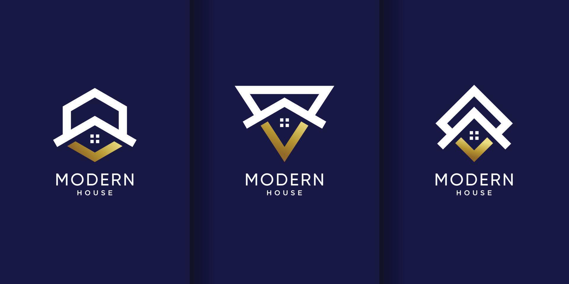 set van moderne huis logo ontwerpsjabloon voor inspiratie, illustratie met creatief concept. premium vector