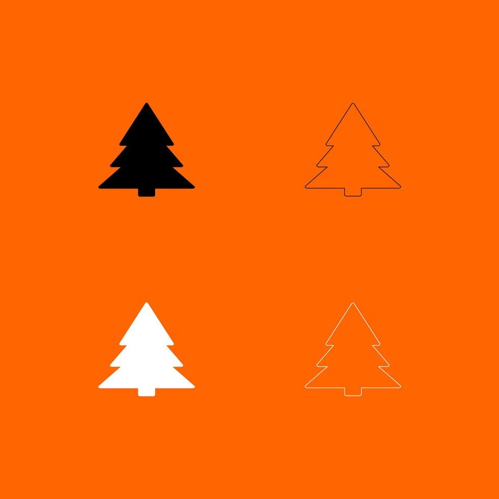 kerstboom zwart-wit pictogram instellen vector