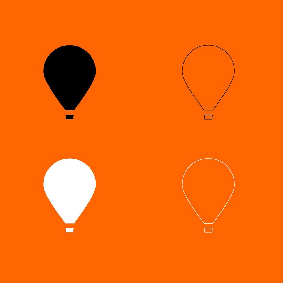 hete luchtballon pictogram wit zwart kleur vector illustratie afbeelding vlakke stijl