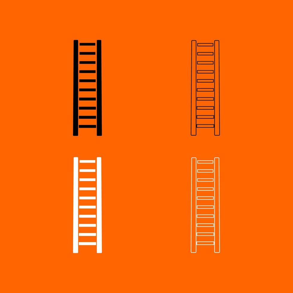 houten trapladder zwart-wit set icon vector