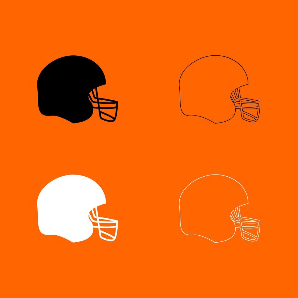 Amerikaans voetbal helm zwart-wit ingesteld pictogram. vector
