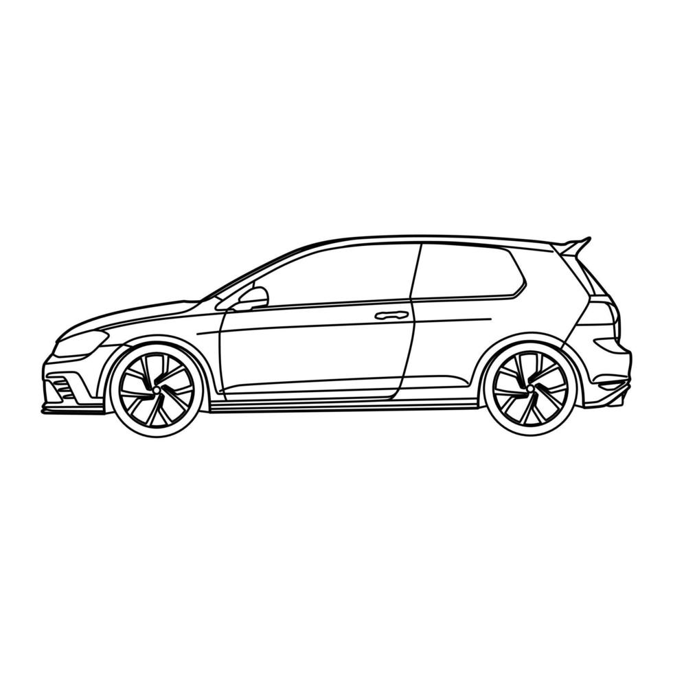 auto overzicht illustratie sjabloon om in te kleuren vector