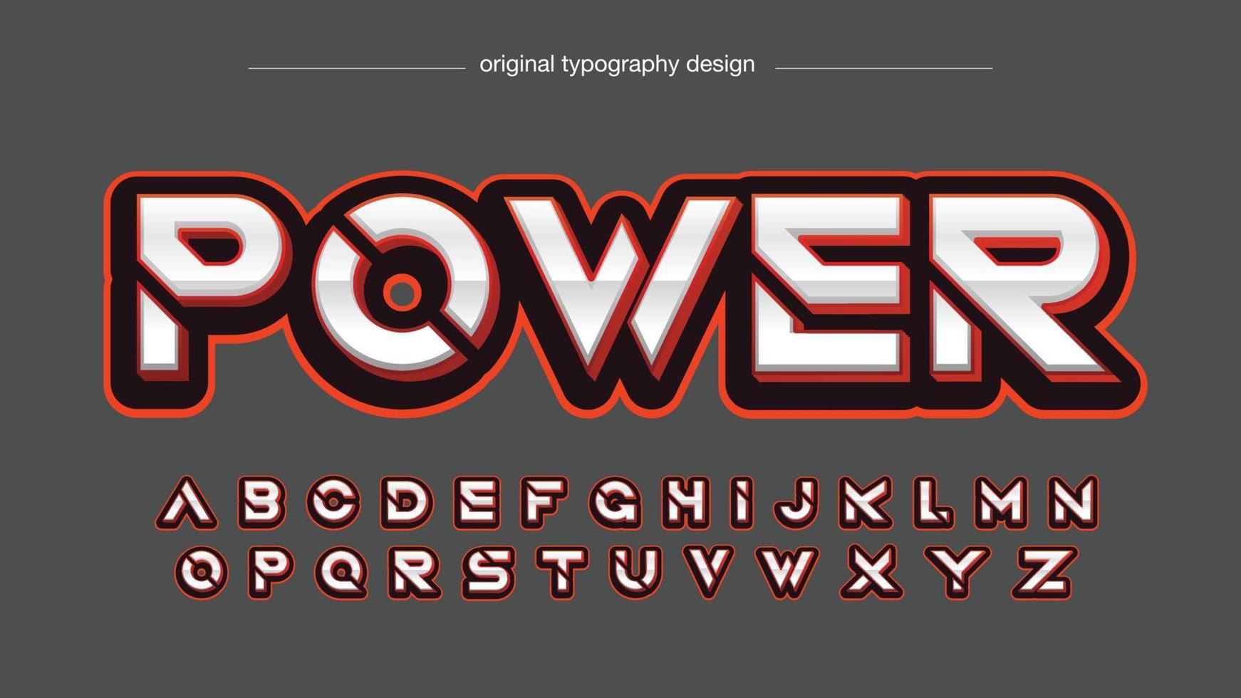 rood en wit chroom futuristisch gesneden sport artistiek lettertype vector