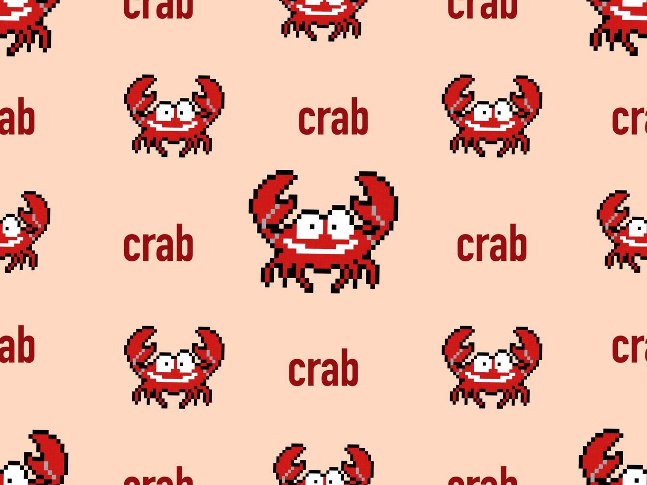 krab cartoon karakter naadloos patroon op oranje background.pixel stijl vector