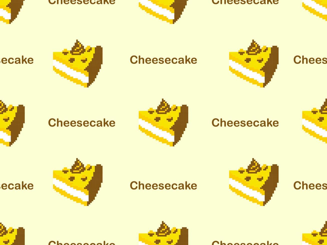 cheesecake cartoon karakter naadloze patroon op gele background.pixel stijl vector