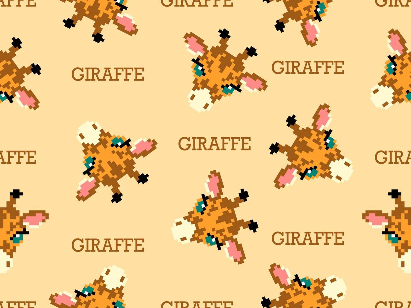 giraf cartoon karakter naadloos patroon op gele background.pixel stijl vector