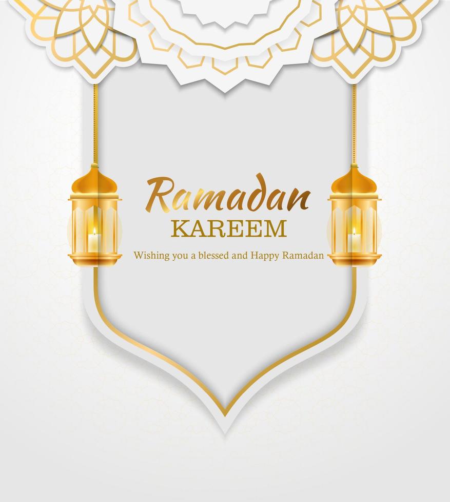 eenvoudige realistische eid mubarak en ramadan kareem bannerillustratie vector