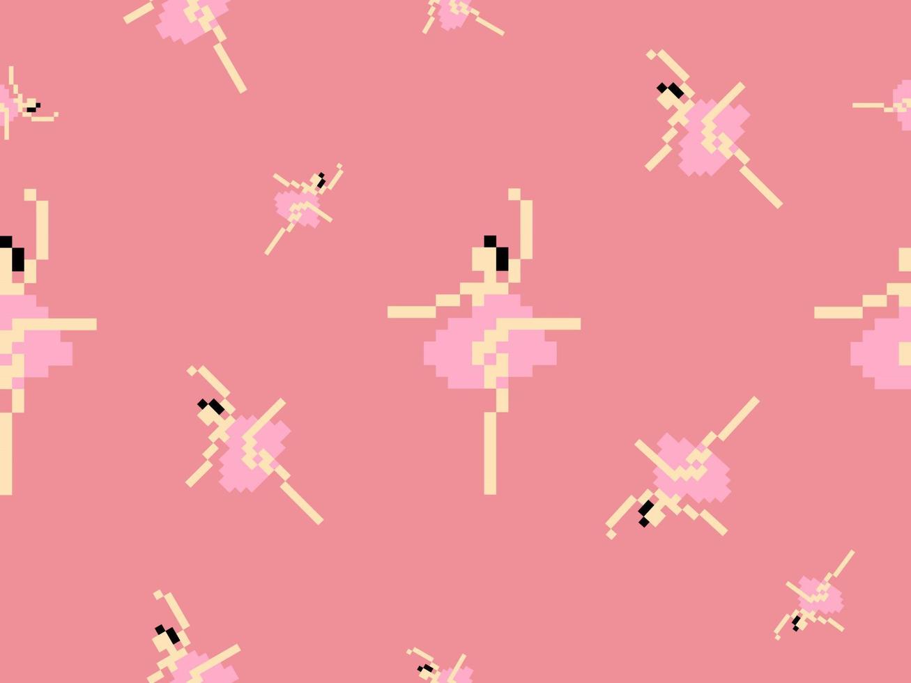 meisje cartoon karakter naadloos patroon op roze background.pixel stijl vector