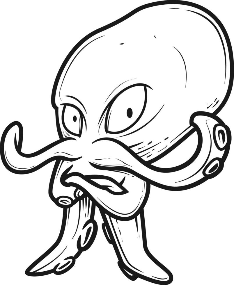 octopus lijntekeningen, zwart-wit vector