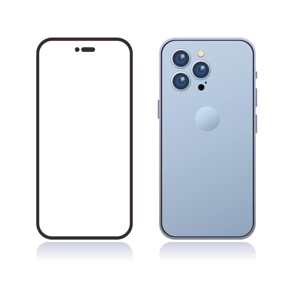 illustratie van iphone 14 pro max oceaanblauw kleur concept mockup sjabloon bewerkbare vector