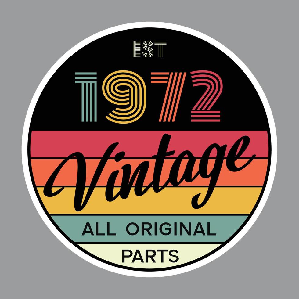 1972 vintage retro t-shirt ontwerp vector