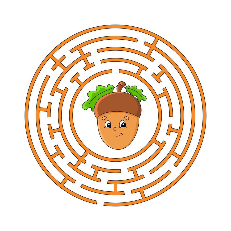 cirkel doolhof. spel voor kinderen. puzzel voor kinderen. rond labyrint raadsel. kleur vectorillustratie. vind het juiste pad. onderwijs werkblad. vector