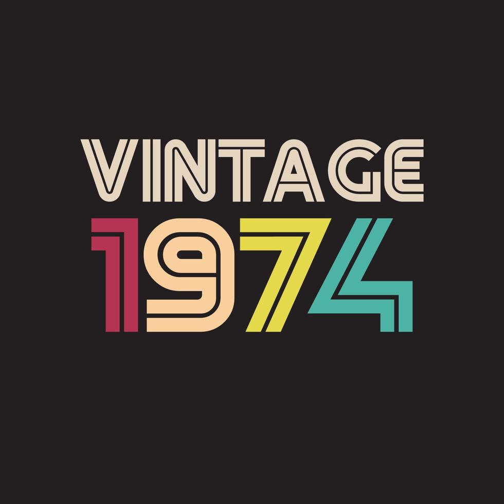 1974 vintage retro t-shirtontwerp, vector, zwarte achtergrond vector