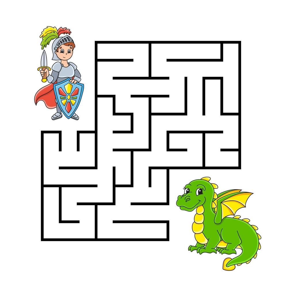 vierkant doolhof. spel voor kinderen. puzzel voor kinderen. labyrint raadsel. sprookjes thema. vector