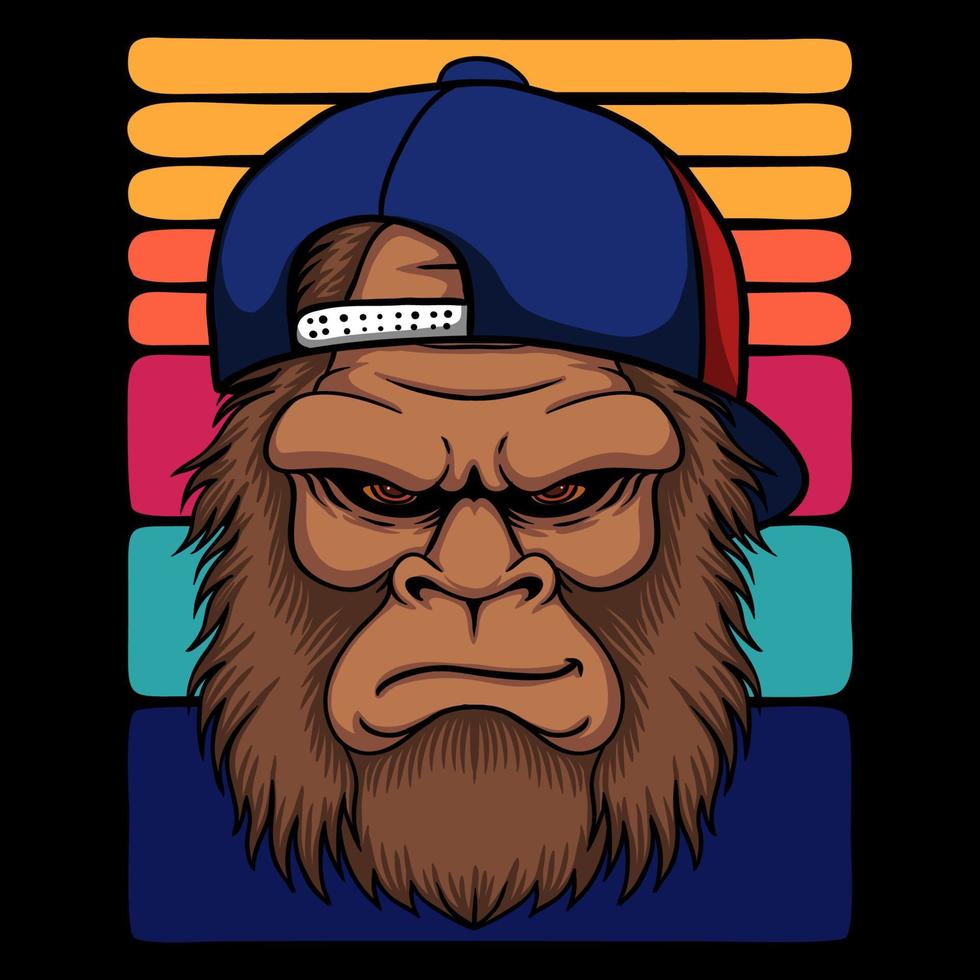 bigfoot cool met een hoed vectorillustratie vector