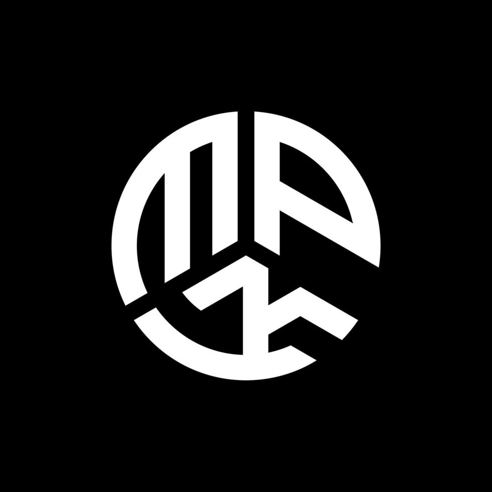 mpk brief logo ontwerp op zwarte achtergrond. mpk creatieve initialen brief logo concept. mpk brief ontwerp. vector