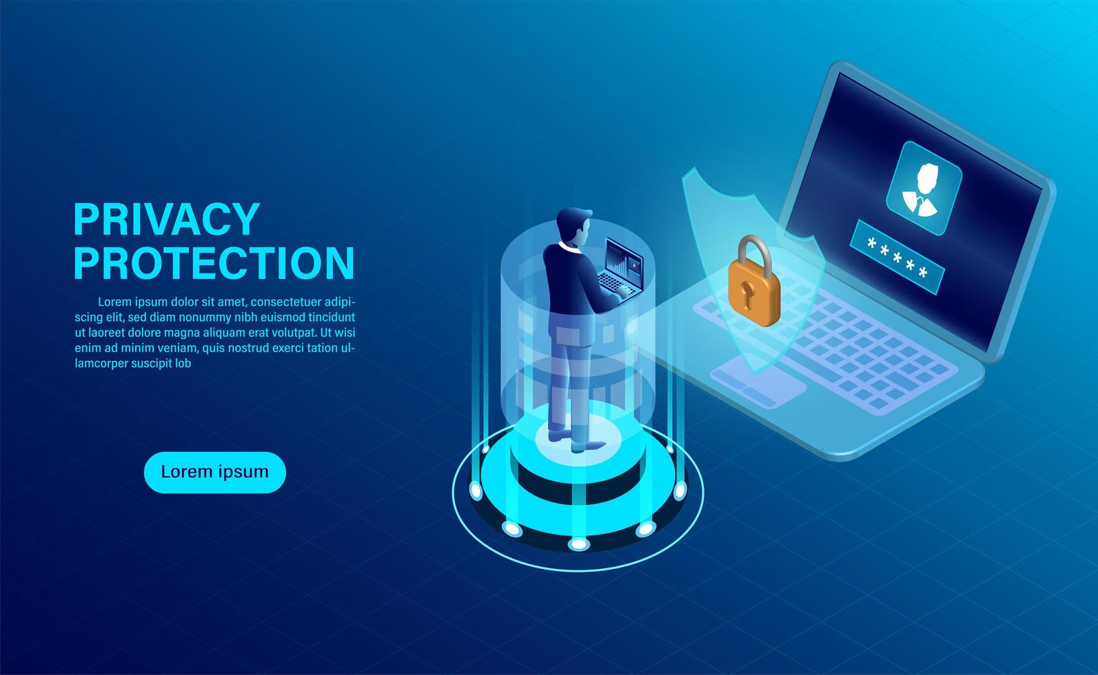 Privacy bescherming banner concept vector