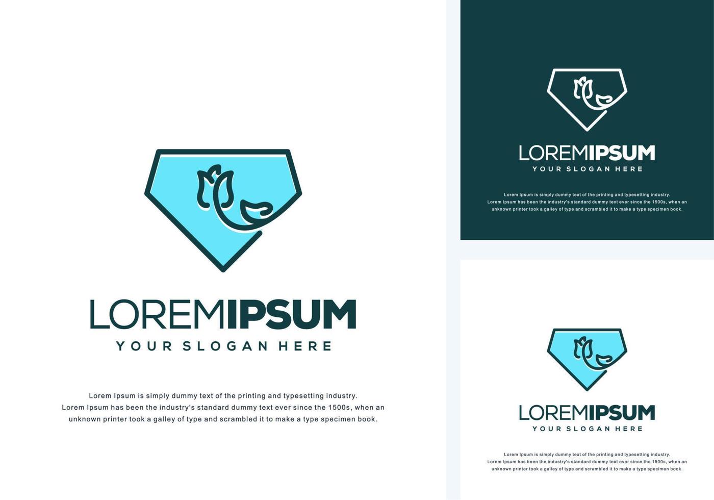 abstract diamant- en bloemlogo-ontwerp vector