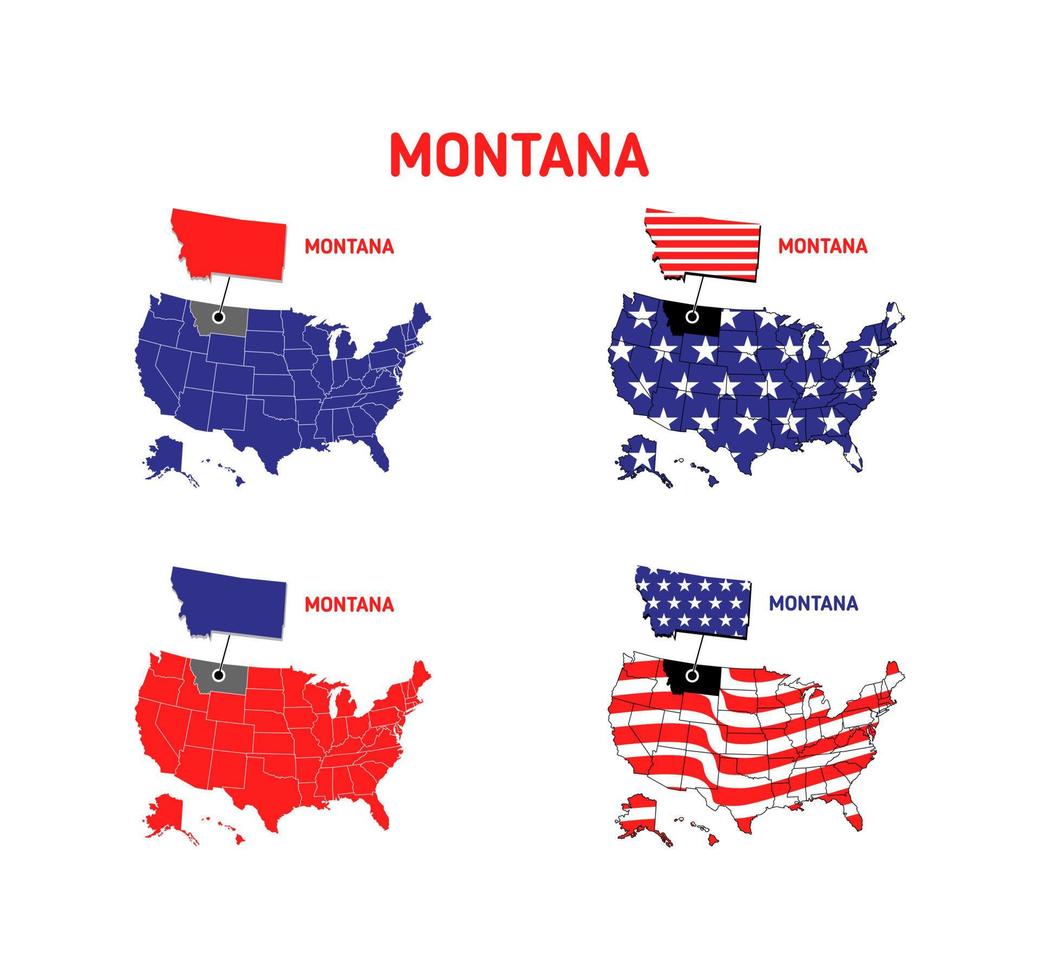 montana kaart met usa vlag ontwerp illustratie vector