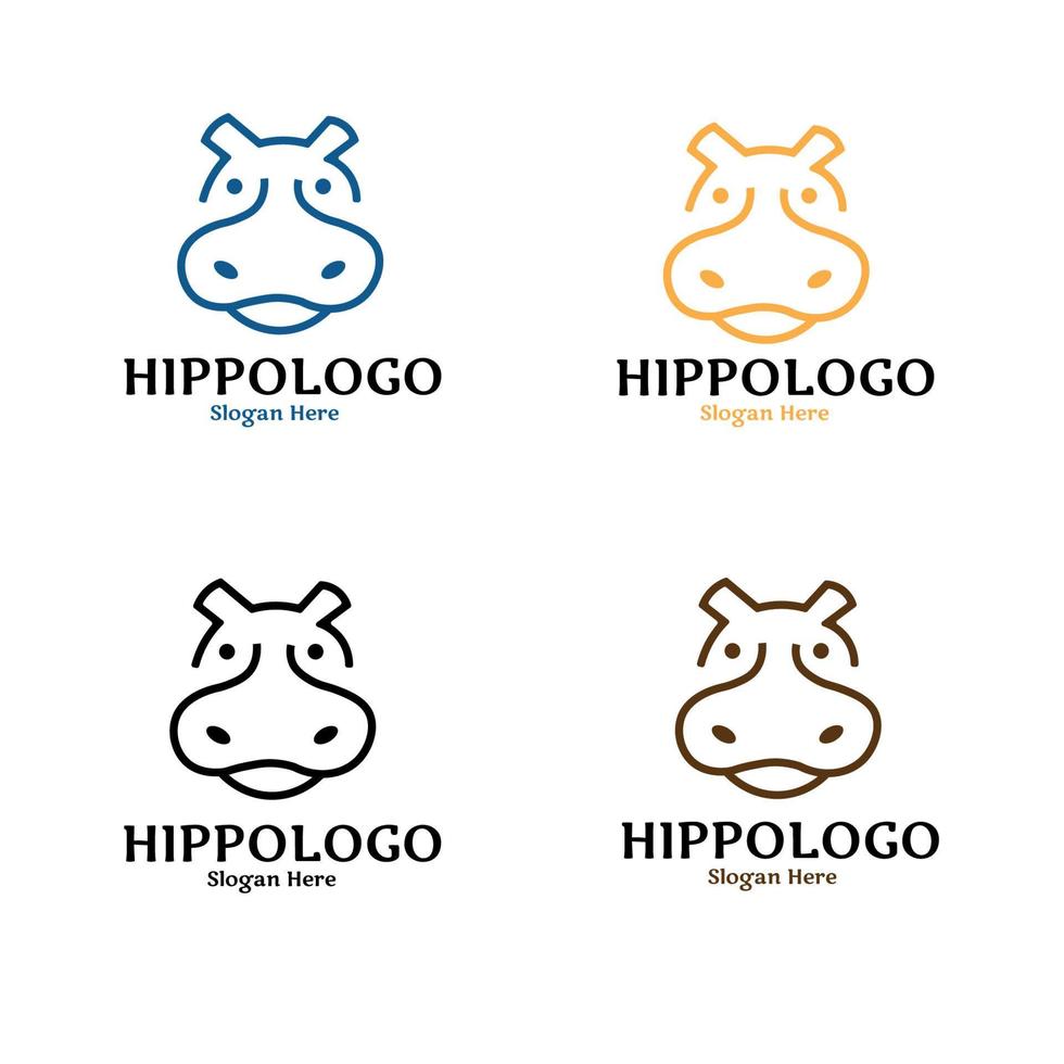 nijlpaard logo set vector