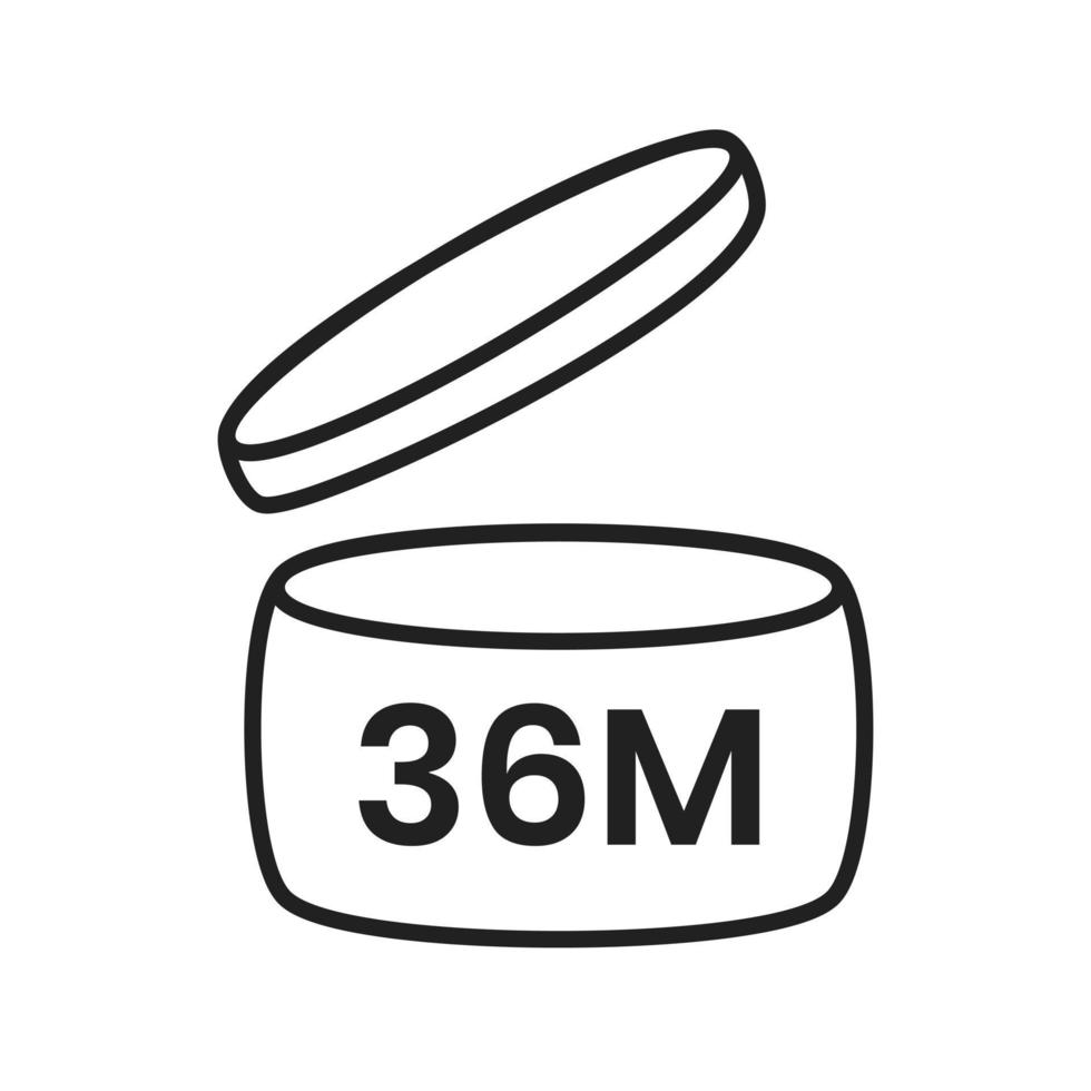 36m periode na open pao pictogram teken vlakke stijl ontwerp vectorillustratie. vector