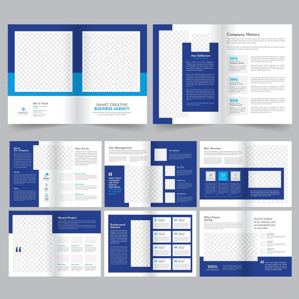 Moderne blauwe zakelijke brochure sjabloon set vector