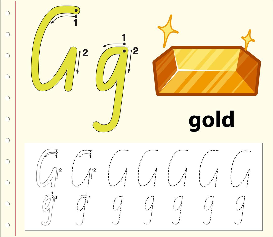 Tracing alfabet sjabloon voor letter G vector