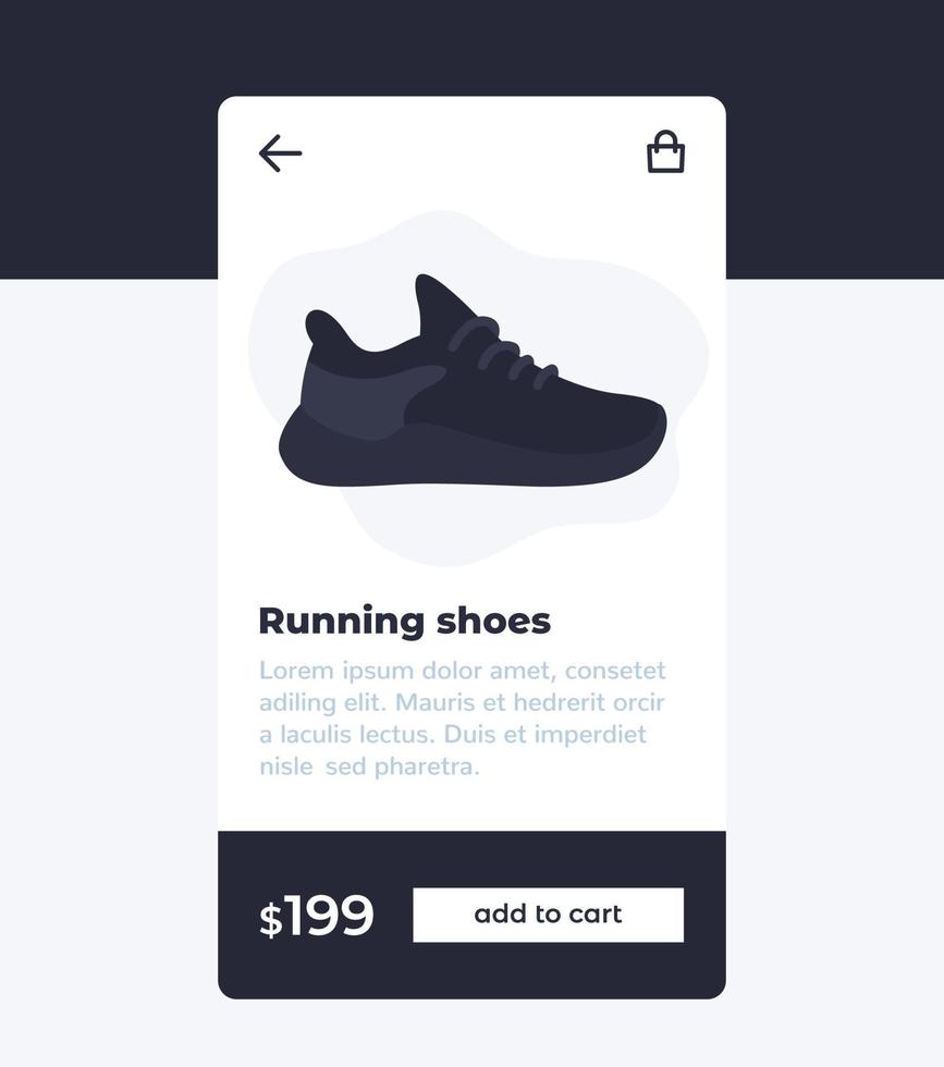 e-commerce en winkelen mobiele app-ontwerp, schoenen online kopen vector